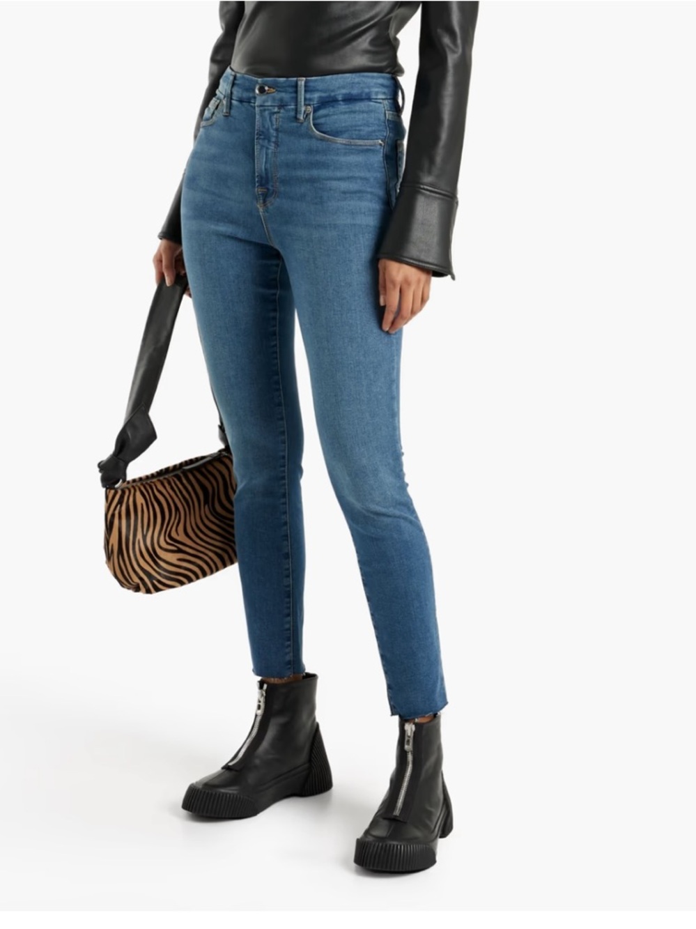 Good American cropped high rise skinny jeans